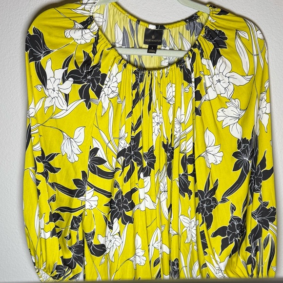 Worthington Tops - Worthington Yellow, White and Black Floral Skirt